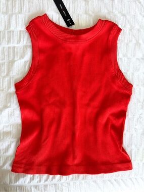 Red/Orange Ribbed compression Sleeveless Tank Top